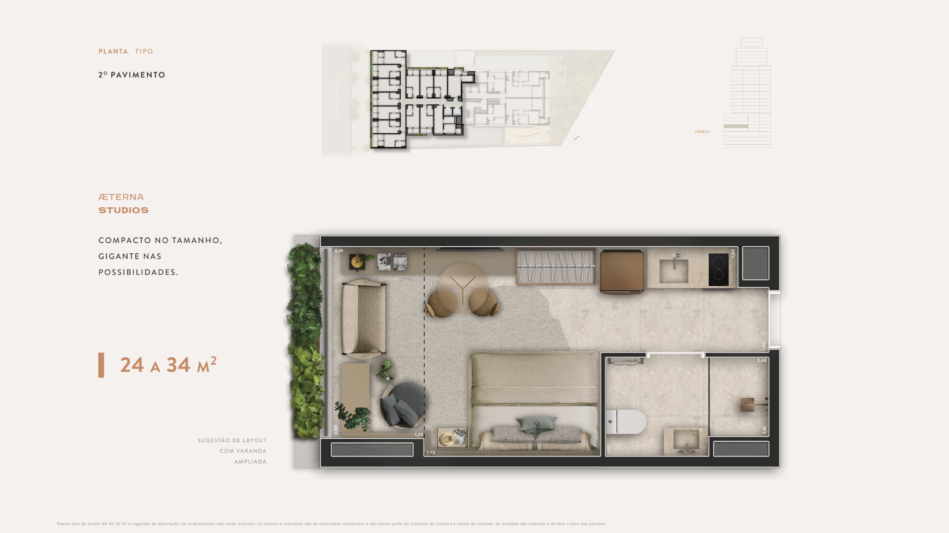 Planta Studio - Varanda Ampliada